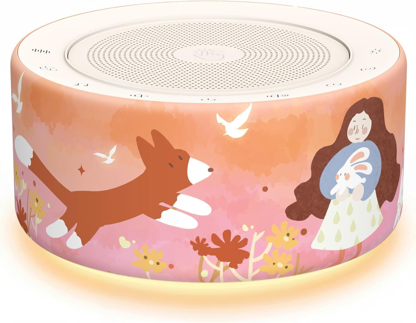 Kipcush White Noise Machine for Baby & Adults, 30 Soothing Sounds, Soft Non-Glare Nursery Lamp, 8 Color Night Lights, Memory Function (Angel V1 White, Standard)