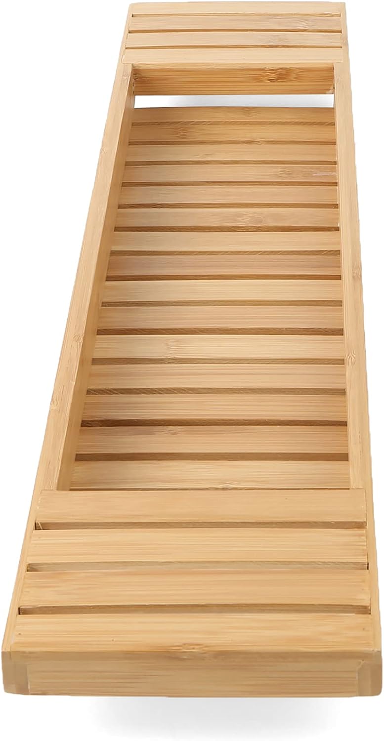 Mind Reader Bathtub Tray, Shower Organizer, Bathroom Accessory, Wood Tray, Rayon from Bamboo, 27.5" L x 5.75" Wx 1.75" H, Brown