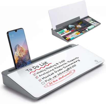 TSJ OFFICE Whiteboard Weekly Dry-Erase-Board - Desktop White Board Calendar Desk Organizers with Accessories Computer Keyboard Stand with Drawer, for Office, Home, School Supplies - White Calendar
