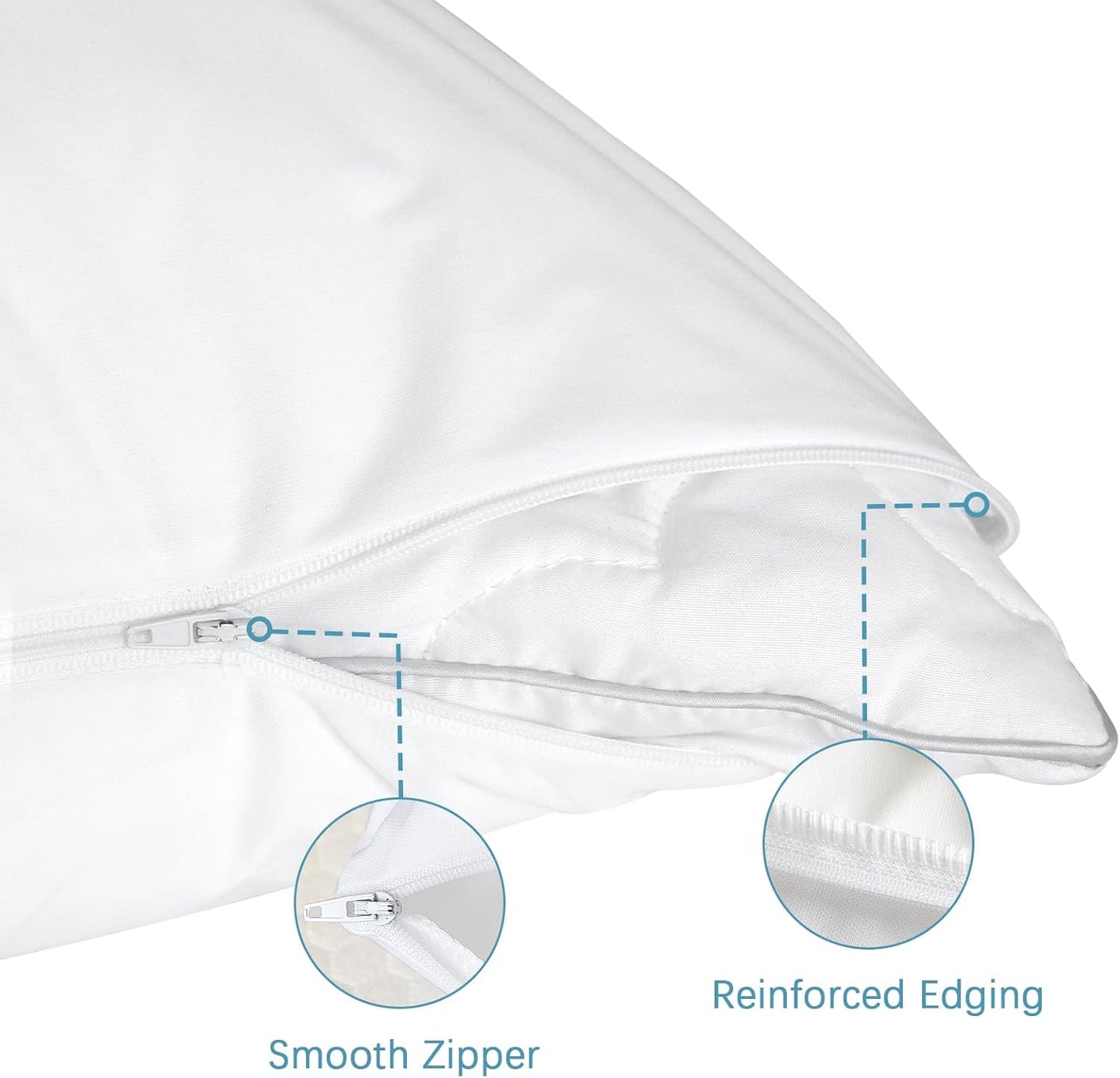 Pillow Protector 100% Waterproof & Noiseless Pillow Cover Pillow Protectors with Zipper Standard Size 2 Pack 20 x 26 Inches Pillow Cases Machine Washable