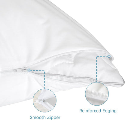 Pillow Protectors Waterproof 2-Pack, Standard Size with Zipper