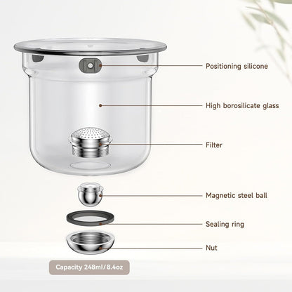 Enchanti Tea Pot, Magic Glass Teapot with Strainer,Magnetic Water Separation with Infuser -600ML/20.3oz