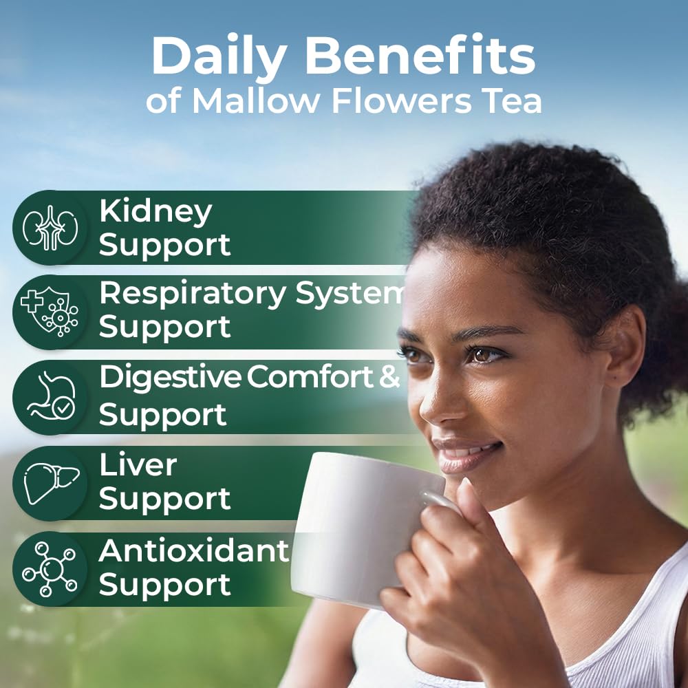 30 Bags Mallow Flowers Herbal Tea (Malva Sylvestris) - 30 Count 1.5g Bags Dried Mallow Flower Herb Tea