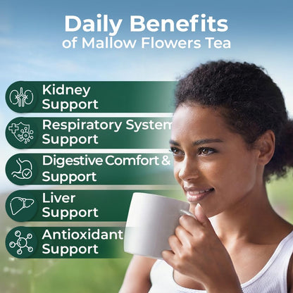 30 Bags Mallow Flowers Herbal Tea (Malva Sylvestris) - 30 Count 1.5g Bags Dried Mallow Flower Herb Tea
