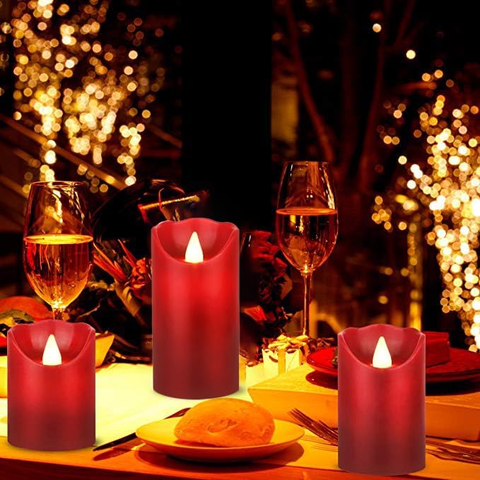 2PACK Outdoor Plastic flameless Candles with Remote Control and Timer, LED Flickering Battery Operated Electric Pillar Candles (D3 xH5.5) for Camping, Weddings, Home Decoration