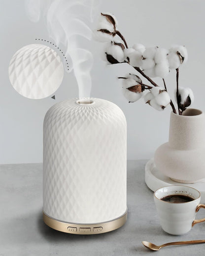 Essential Oil Diffuser - 2.4MHz Ultrasonic Glass Diffuser with Pulse/Continuous Mist & Night Light, Waterless Auto-Off, Silent Aromatherapy Diffuser for Home, Office, Yoga, Spa, Gifts & Home Decor.