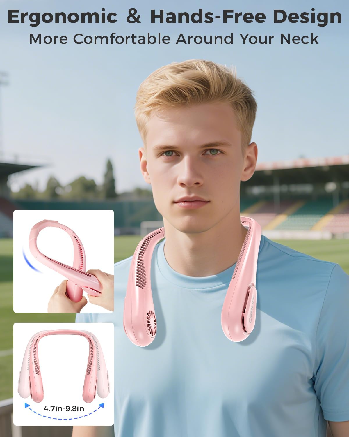 Portable Bladeless Neck Fan, Birthday Gift for Men Women Friends Family, Christmas Gift for Dad Mom Teacher Coworker, Wearable Cooling Fan Rechargeable for Camping Travel Beach Golf Cruise Essentials