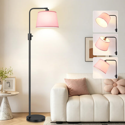 【Upgraded】 Dimmable Floor Lamp, 1000 Lumens LED Edison Bulb Included, Arc Floor Lamps for Living Room Modern Standing Lamp with Linen Shade, Tall Lamp for Bedroom Office Dining Room- Black