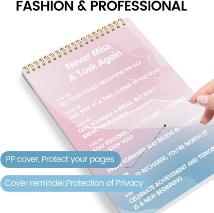 To Do List Notepad - Daily Planner Notepad 104 Pages Task Planner, 6.7" x 9.8" Double Sided Spiral Notebook with Checklist Productivity Planning Pad for Work Office Home-Pink