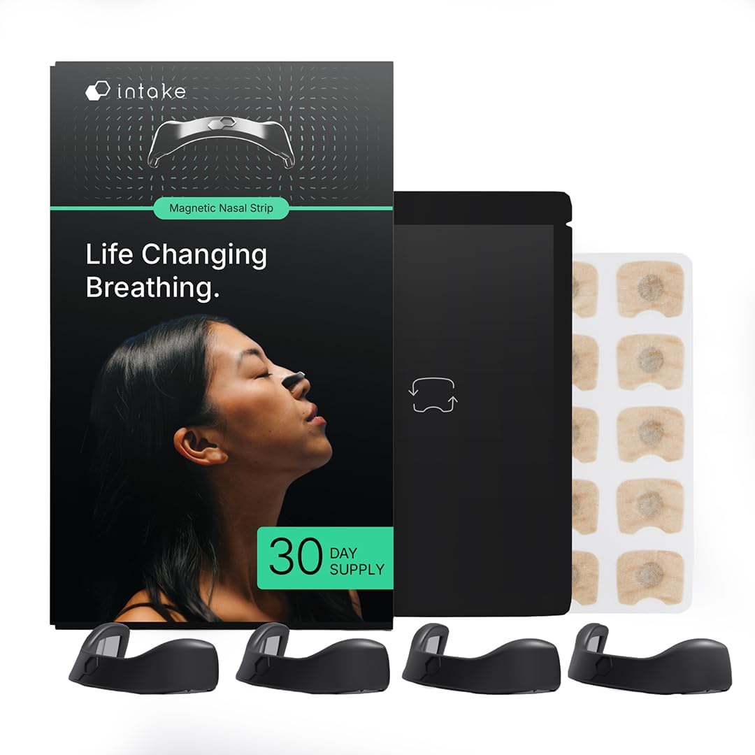 Intake Breathing Nasal Strip Starter Kit (15 Count, Black) - Boost Oxygen Intake, Reduce Snoring, Improve Sleep Quality - Sweat Resistant, Skin Safe Nasal Strips - Extra Strength Snoring Solution