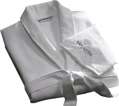 Westin Spa Robe - Soft, Absorbent Microfiber Robe - White Lightweight Hotel Bathrobe - One Size