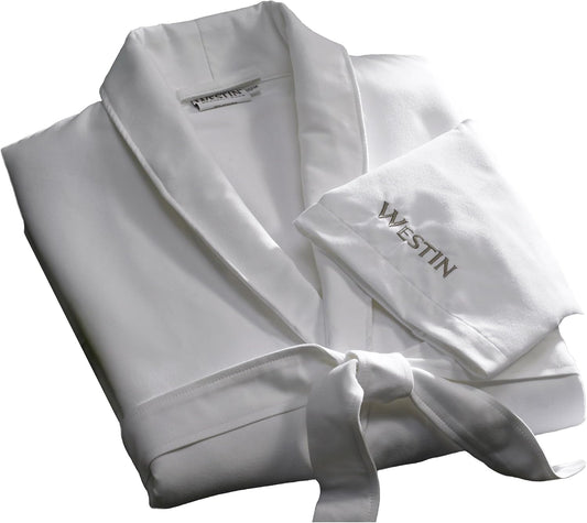 Westin Spa Robe - Soft, Absorbent Microfiber Robe - White Lightweight Hotel Bathrobe - One Size