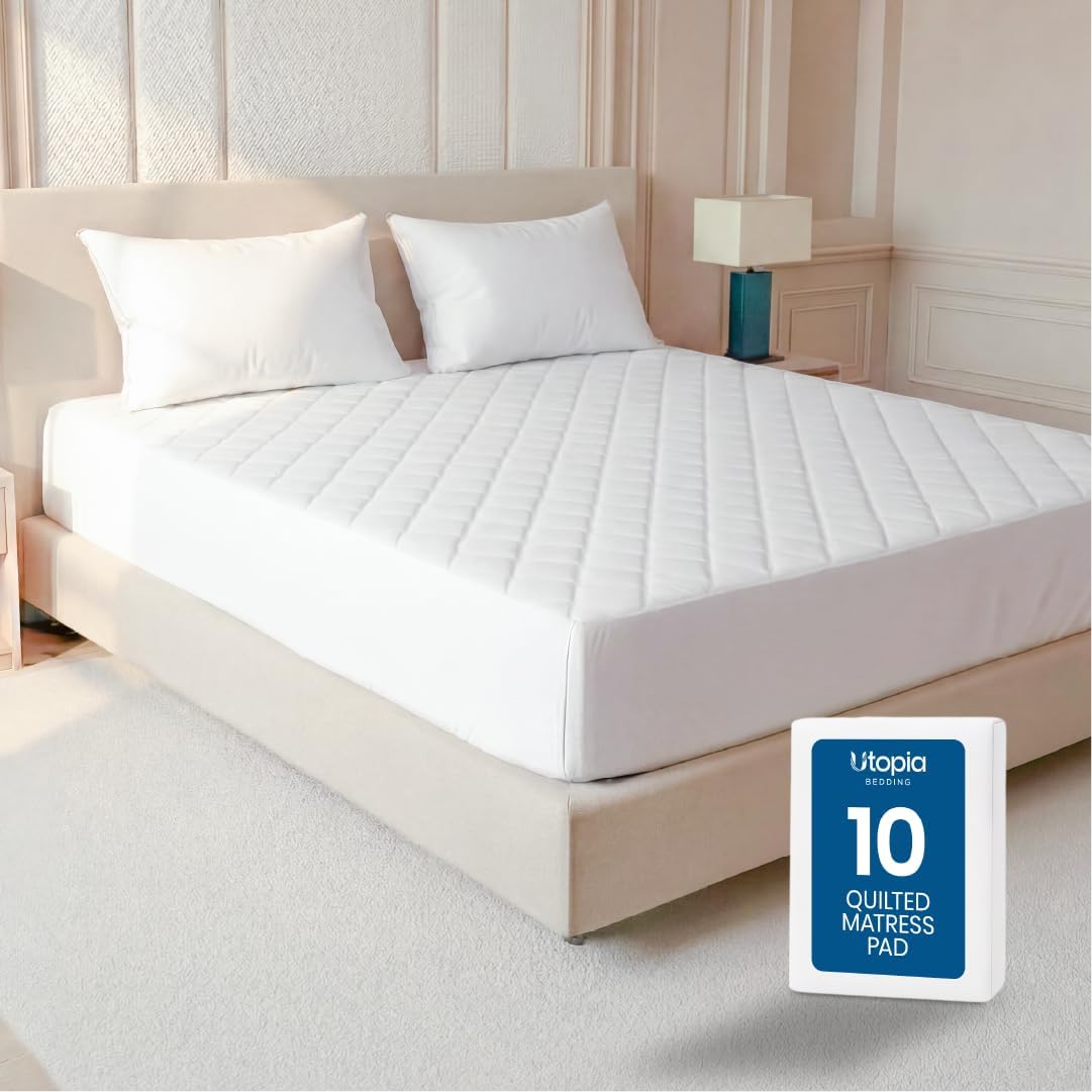 Queen Mattress Pad, Quilted Mattress Protector Topper fits 16" Deep Pocket