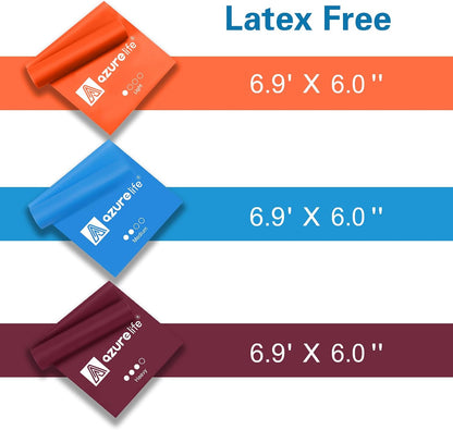 A AZURELIFE Resistance Bands,Professional Long Non-Latex Elastic Stretch Bands,Exercise Bands for Physical Therapy, Yoga, Pilates, Rehab, at-Home or The Gym Workouts, Strength Training