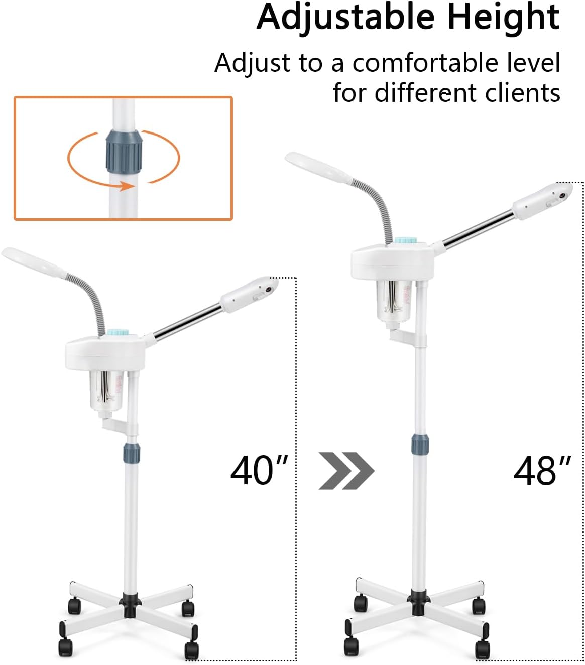 Artist hand Professional Facial Steamer with 5X LED Magnifying Lamp 3 in 1