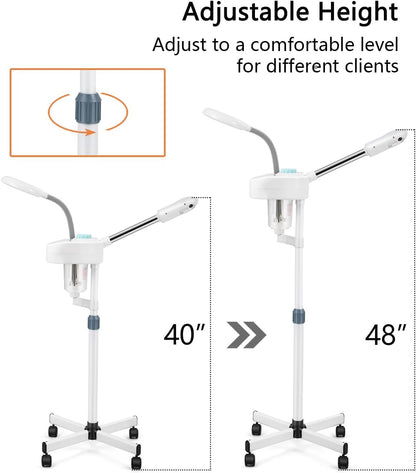 Artist hand Professional Facial Steamer with 5X LED Magnifying Lamp 3 in 1