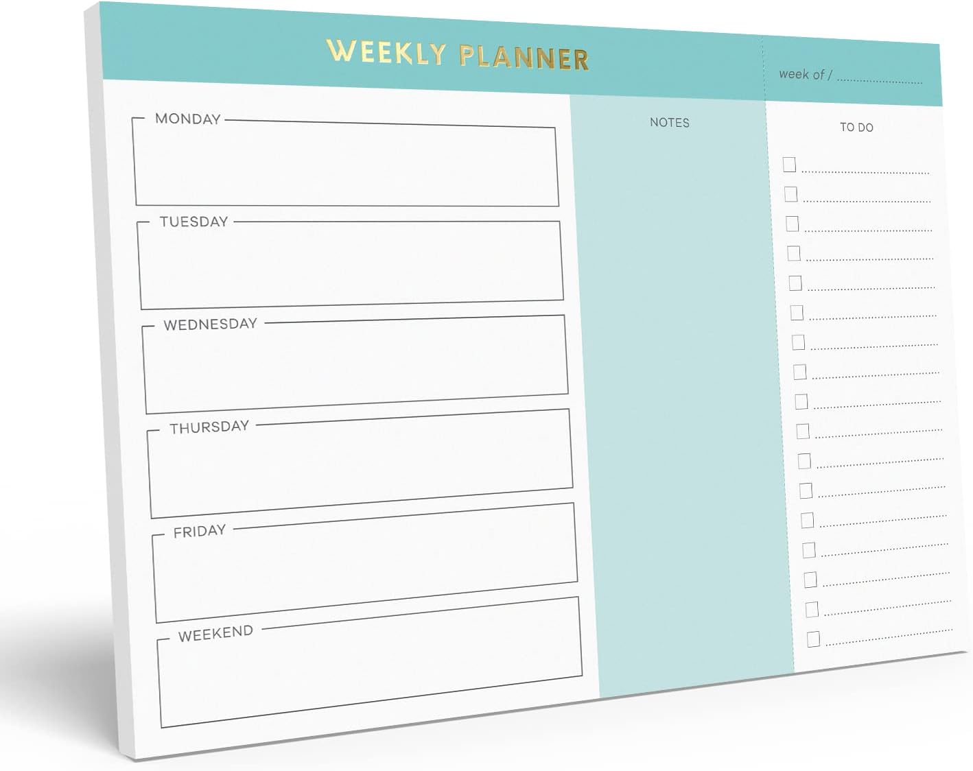 Sweetzer & Orange Weekly To Do List Pad. Gold Foil Weekly Organizer Notepad with Daily Agenda Squares. 7x10” Day Scheduler 2026 - Student Agenda, Work Log, and Checklist Note Pad.