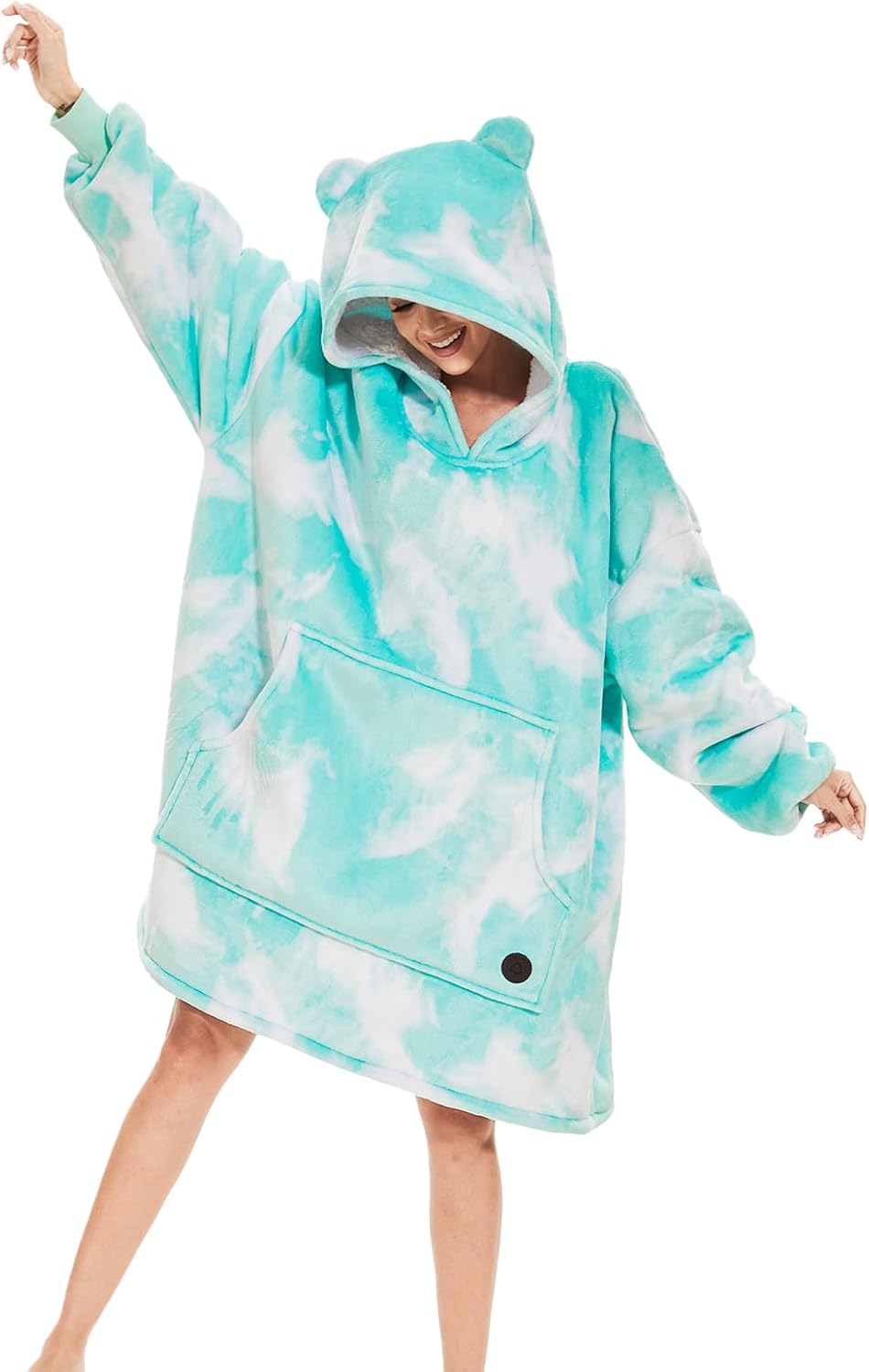 THREE POODLE Wearable Blanket Hoodie for Women, Oversized Sherpa Sweatshirt Blanket for Adults Men, Cozy Hooded Blankets, Gifts for Teen Girls Women Mom Sister