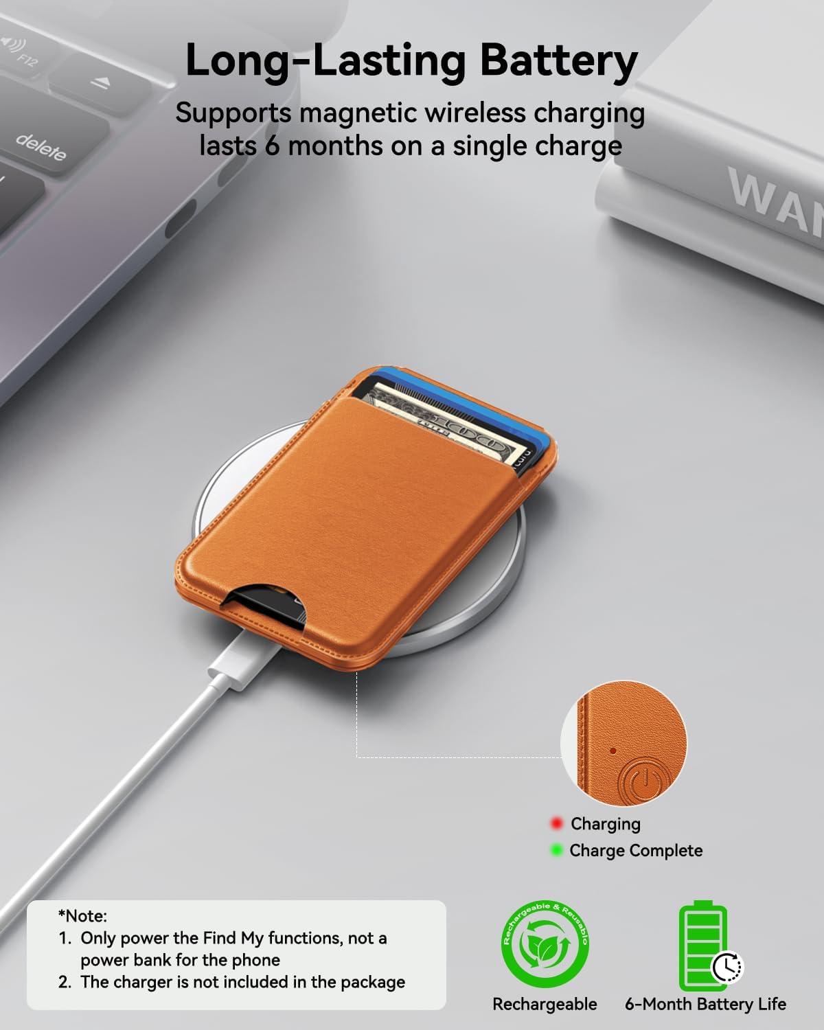 TWZKG for MagSafe Wallet, Works with Apple Find My,5 Card Holder with Stand