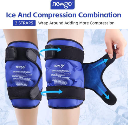 NEWGO Knee Ice Pack Wrap, Ice Pack for Knees Cold Compression Therapy for Knee Replacement Surgery, Arthritis Pain, ACL, Swelling, Sports Injuries (21.7" x 9.8") - Blue