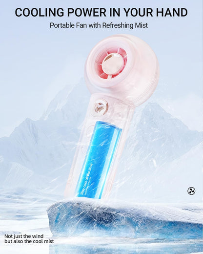 Portable Handheld Misting Fan, 4 Speed Personal Mini Cooling Fan, White