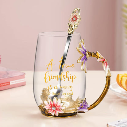 Enamel Glass Flower Tea Pot With Removable Loose Tea Leaf Infuser Tea Maker Teapot Set 30.4OZ Gifts for Women,Mom,Birthday