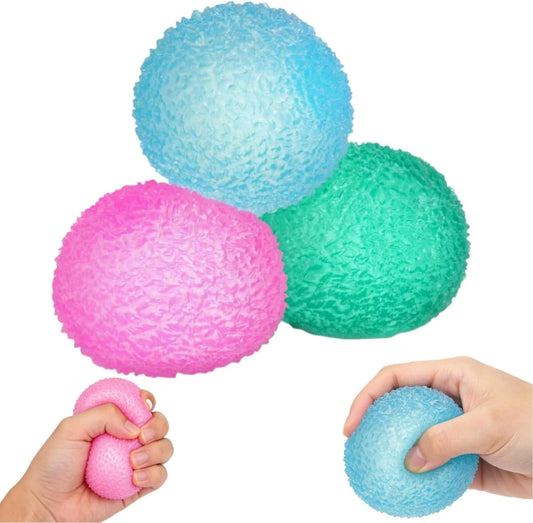 Textured Memory Gel Squeeze Stress Relief Balls, Soft TPR Fidget Sensory Hand Grip Exercise Toy for Anxiety Calming, Multi Color Tactile Vent Toy for Adults, Party Favor Goodie Bag Fillers (Random)