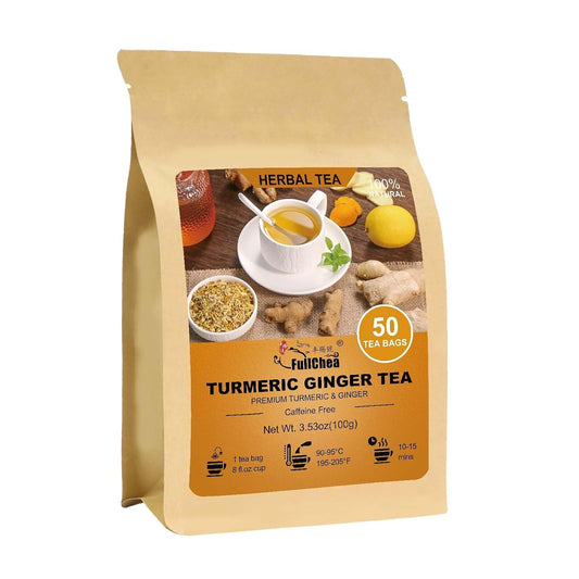 FullChea - Turmeric Ginger Tea Bags, Dried Herbal Blend
