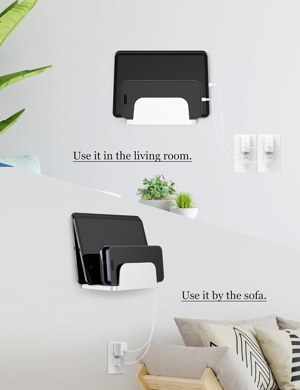 Wall Mount Phone Holder, (White)