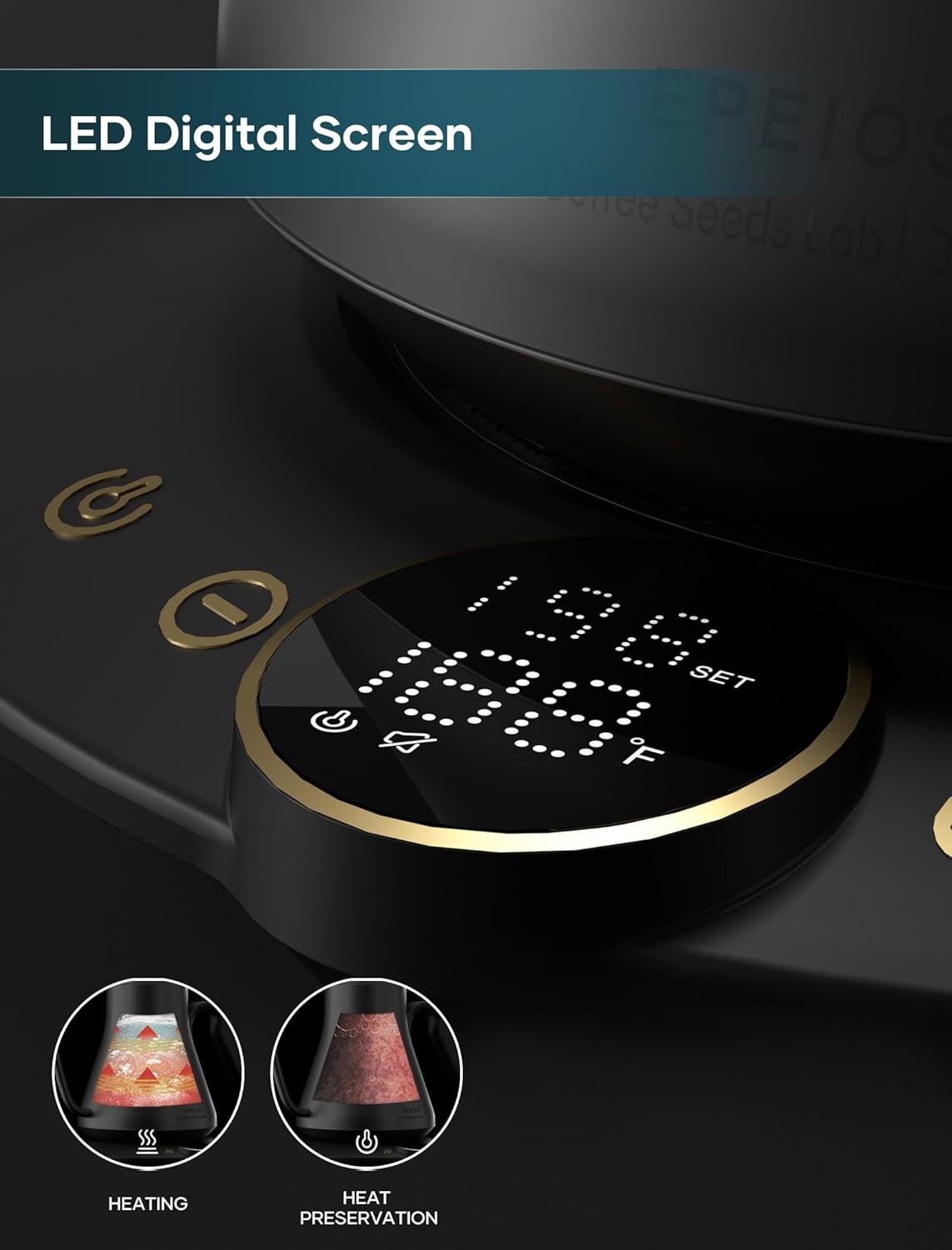 INTASTING Gooseneck Electric Kettle with ±1℉ Temperature Control 0.9 Liter
