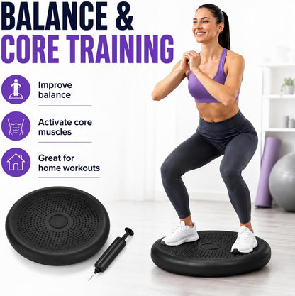 Hanstuten Wobble Seat Cushion & Core Balance Disc - Rubber Wiggle Seat for Active Sitting, Office Desk Chair, and Core Strength Training