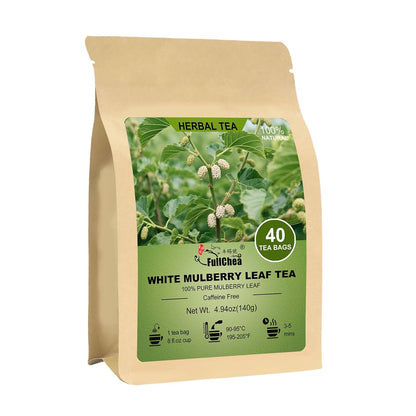 FullChea - White Mulberry Leaf Tea Bags, 40 Ct, Pure Dried Mulberry Tea