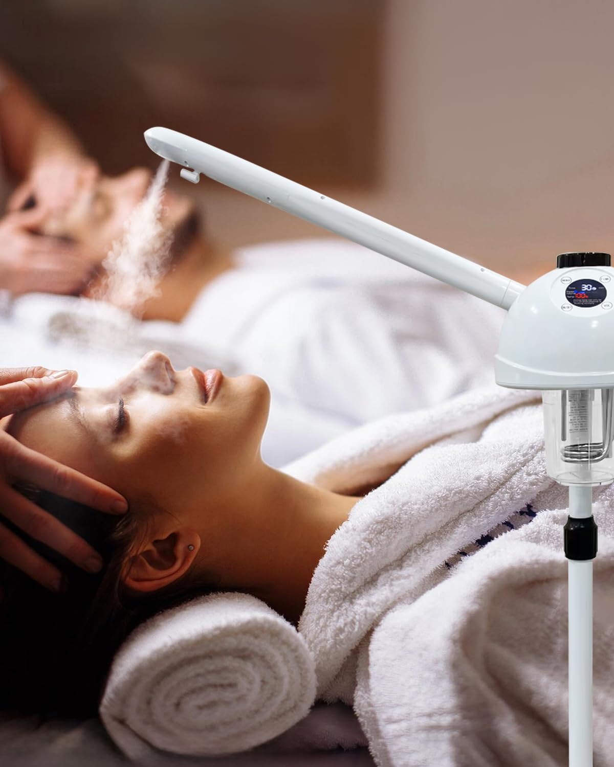 Professional Facial Steamer 3 in 1 Steamer for Face with Hot & Cold Nozzle 5X LED Magnifying Lamp Facial Steamer for Esthetician Beauty Face Equipment Use at Home or Salon