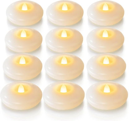 Homemory 24 Pack 3” Flameless Led Floating Candles, 200 Hour White Battery Operate Waterproof Tealights for Cylinder Vases, Centerpieces at Wedding Decor, Party, Pool