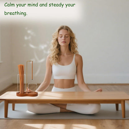 2 in 1 Incense Holder for Sticks, Insence-Stick Holder with Glass Ash Catcher & Incense Sticks Organizer, Anti-Ash Flying Incense Burne for Yoga, Spa, Meditation, Wooden Home Decor