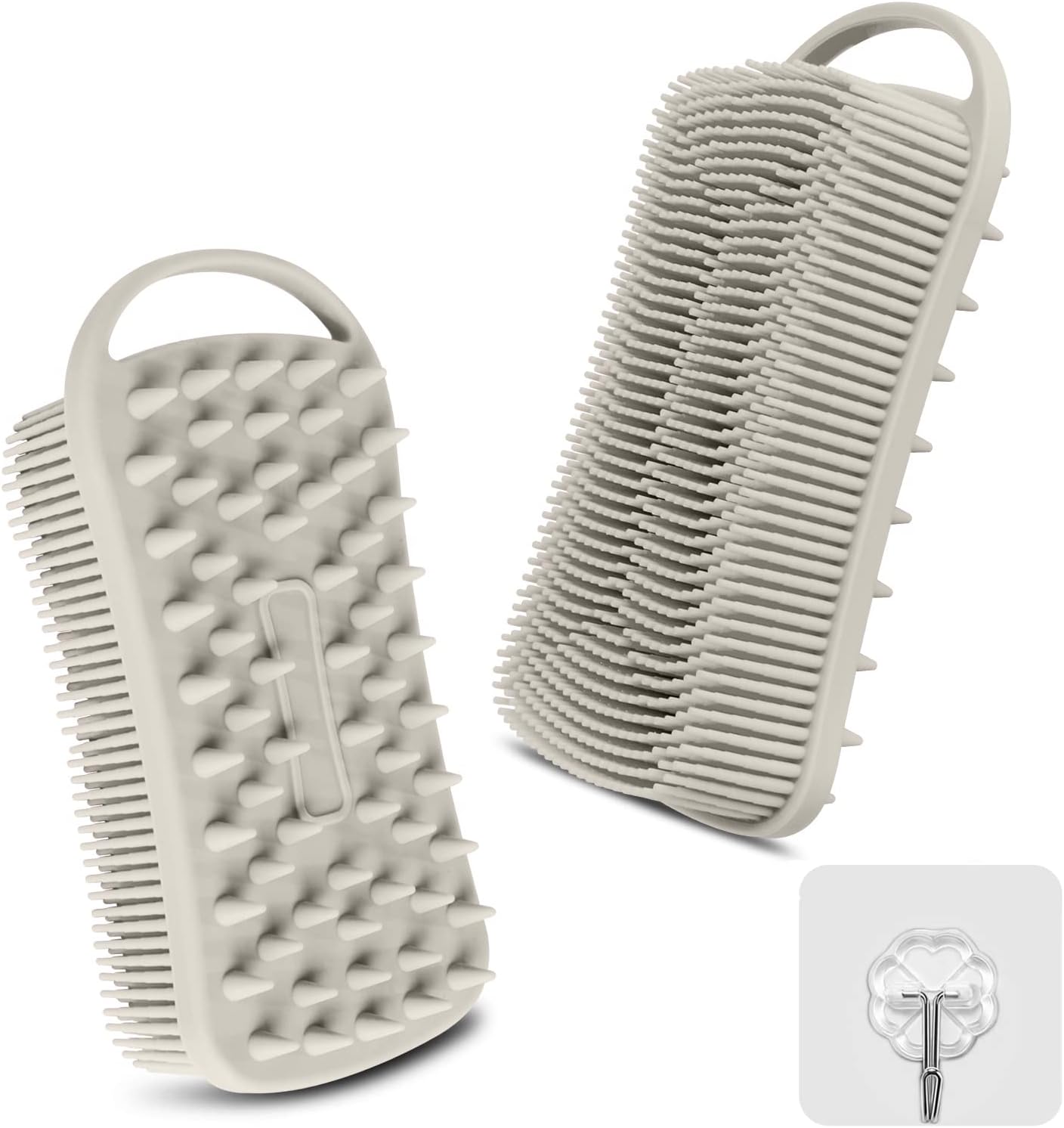 2PCS Silicone Body Scrubber, Loofah for Women, Gentle Exfoliating Shower Cleaner Bath Brush, Rubber Body Wash Deep Cleaning & Exfoliator & Massage, Travel-Friendly for Bathroom