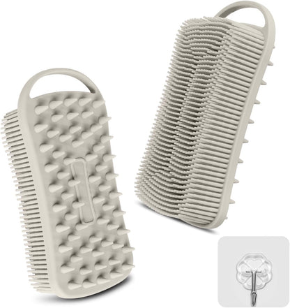 2PCS Silicone Body Scrubber, Loofah for Women, Gentle Exfoliating Shower Cleaner Bath Brush, Rubber Body Wash Deep Cleaning & Exfoliator & Massage, Travel-Friendly for Bathroom
