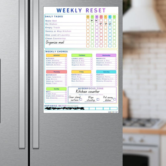 ADHD Cleaning Planner for Adults – Magnetic Dry Erase Board Daily, Weekly Adhd Cleaning Schedule & Checklist – Household Chores Organizer (9 x 13 inch) (Weekly)