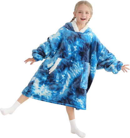 Kipswiza Wearable Blanket Hoodie Gifts for Women and Men, Oversized Cozy Warm Flannel Sherpa Hooded Blankets Sweatshirt with Giant Pockets for Adult and Teens, Dark Gray