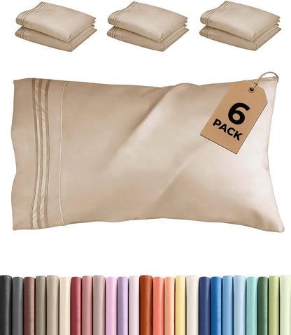 Standard Pillow Cases Set of 10 - Ultra Soft Hotel Quality Pillowcase Covers - Comfy, Cozy & Wrinkle Free - Shrink, Stain and Fade Resistant - Machine Washable Pillow Protectors - 10 Pcs Set - White - Colors B
