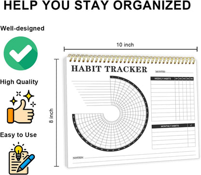 Habit Tracker Calendar - Daily, Weekly, and Monthly Habit Tracker Journal and Goal Board, Undated Habit Wall Calendar for Productivity & Goal Setting, 8" x 10"