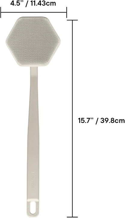 TOOLETRIES Silicone Back Scrubber for Shower, Exfoliating Body & Bath Brush, Long Ergonomic Handle, Non-Slip Grip for Hard-to-Reach Areas, Hygienic Silicone Bath Accessory for Men & Women - Charcoal