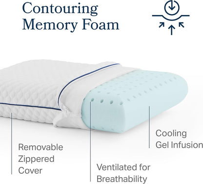 Weekender Cooling Gel Memory Foam Pillow for Sleeping – King Size, Ventilated Cooling Pillow for Side & Back Sleepers, Neck & Shoulder Support, Medium Firm, Washable Cover