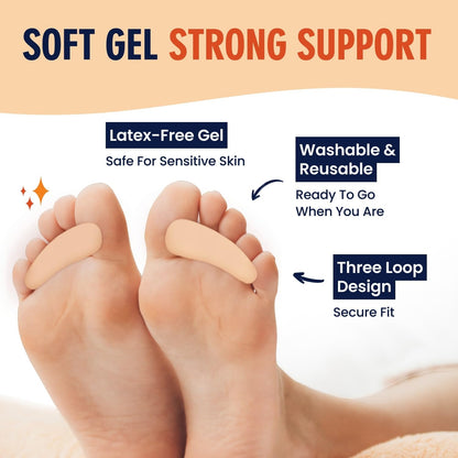 Dr. Frederick's Original Hammer Toe Corrector Gels - 2 Pairs - All-Day Relief for Crooked & Overlapping Toes - Soft Cushioning - Symptomatic Support for Toe Alignment - White - 3 Loop Design
