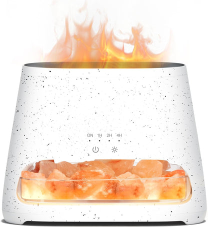 SALKING 2-in-1 Ultrasonic Essential Oil Diffuser & Himalayan Salt Lamp, Aromatherapy Diffuser Cool Mist Humidifier with 3 Brightness, Salt Therapy Lamp, 100% Pure Himalayan Salt Rock, 150ml (Marble)