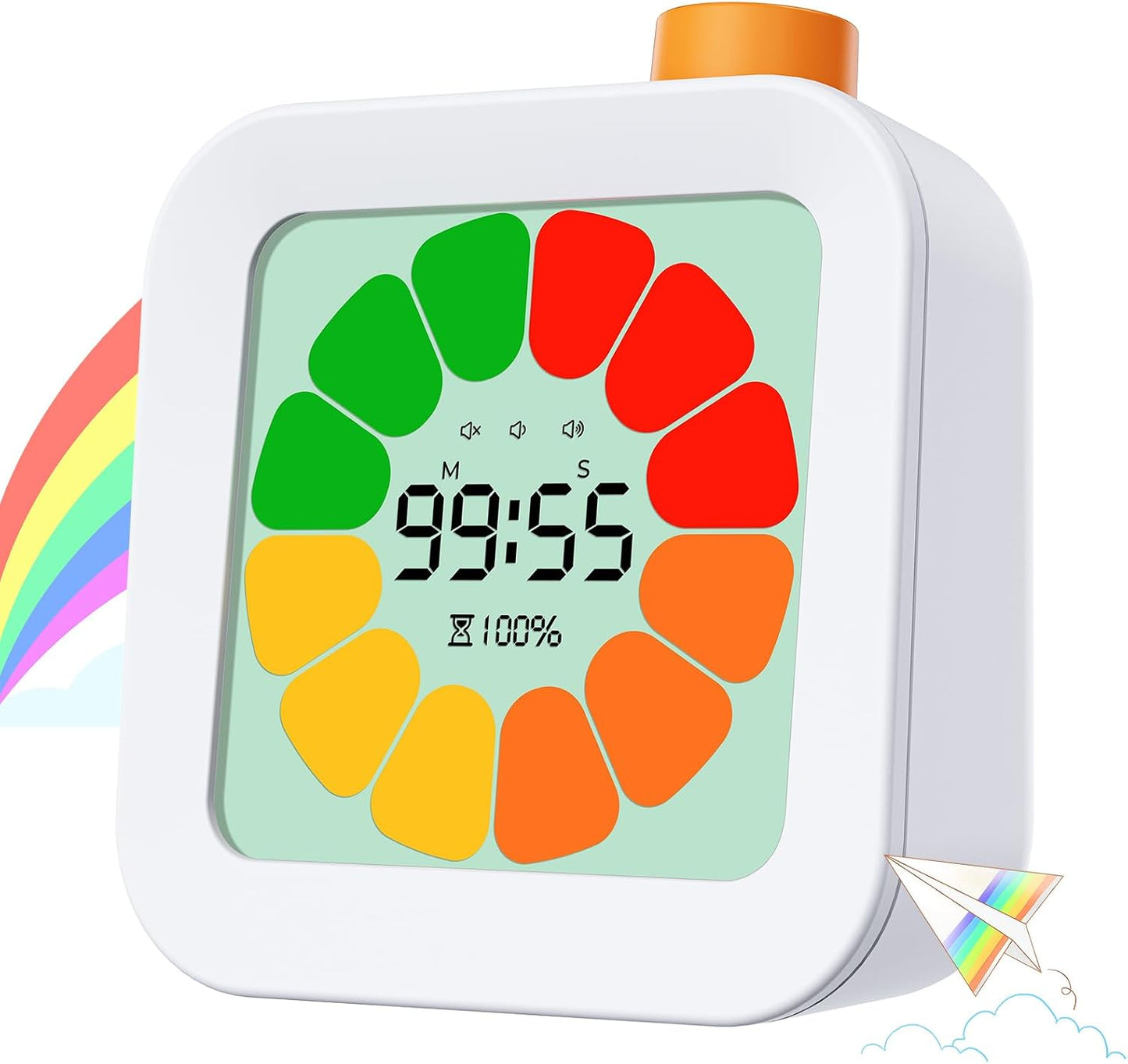 EooCoo Cute School Supplies Visual Timer for Kids, ADHD & Autism, Digital Countdown with Clear Petal-Style Visual Time Progress, Easy-to-Use Time Management Tool for Calm Transitions, Classroom & Home