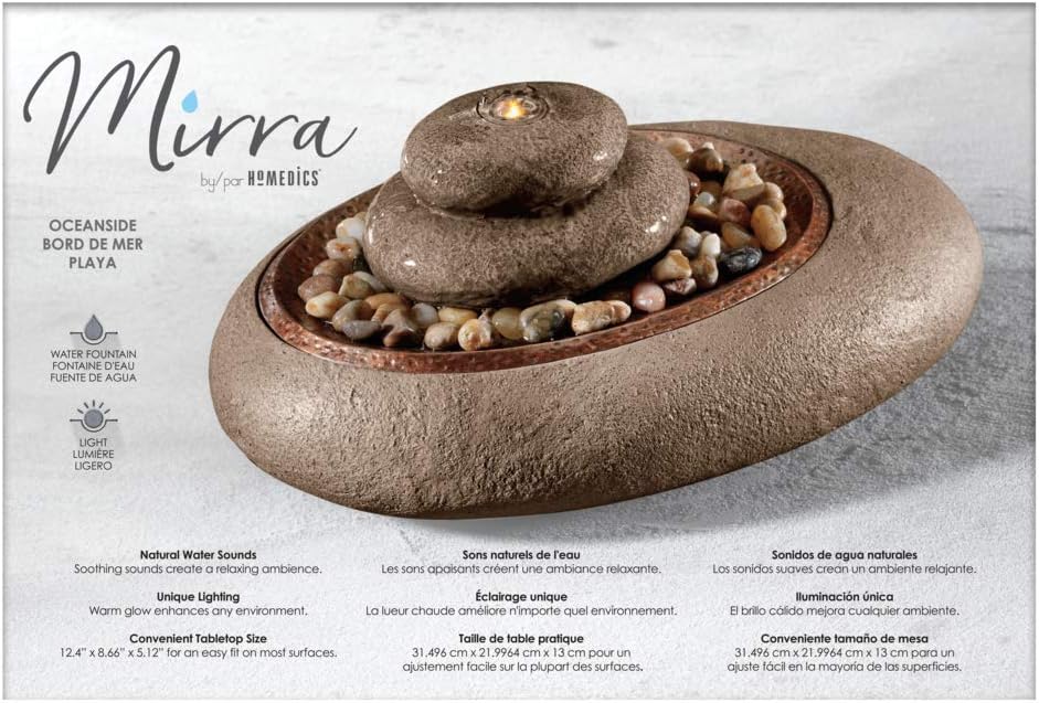 Homedics Mirra Oceanside Relaxation Fountain - Serene Decorative Home Decor