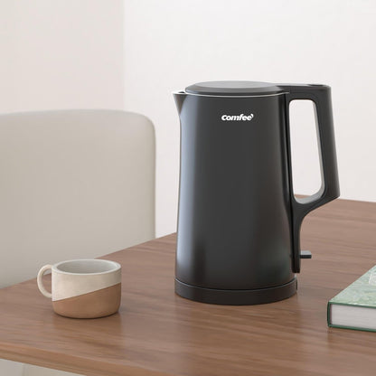 Comfee 1.7L Stainless Steel Electric Tea Kettle, BPA-Free Hot Water Boiler, Cordless with LED Light, Auto Shut-Off and Boil-Dry Protection, 1500W Fast Boil