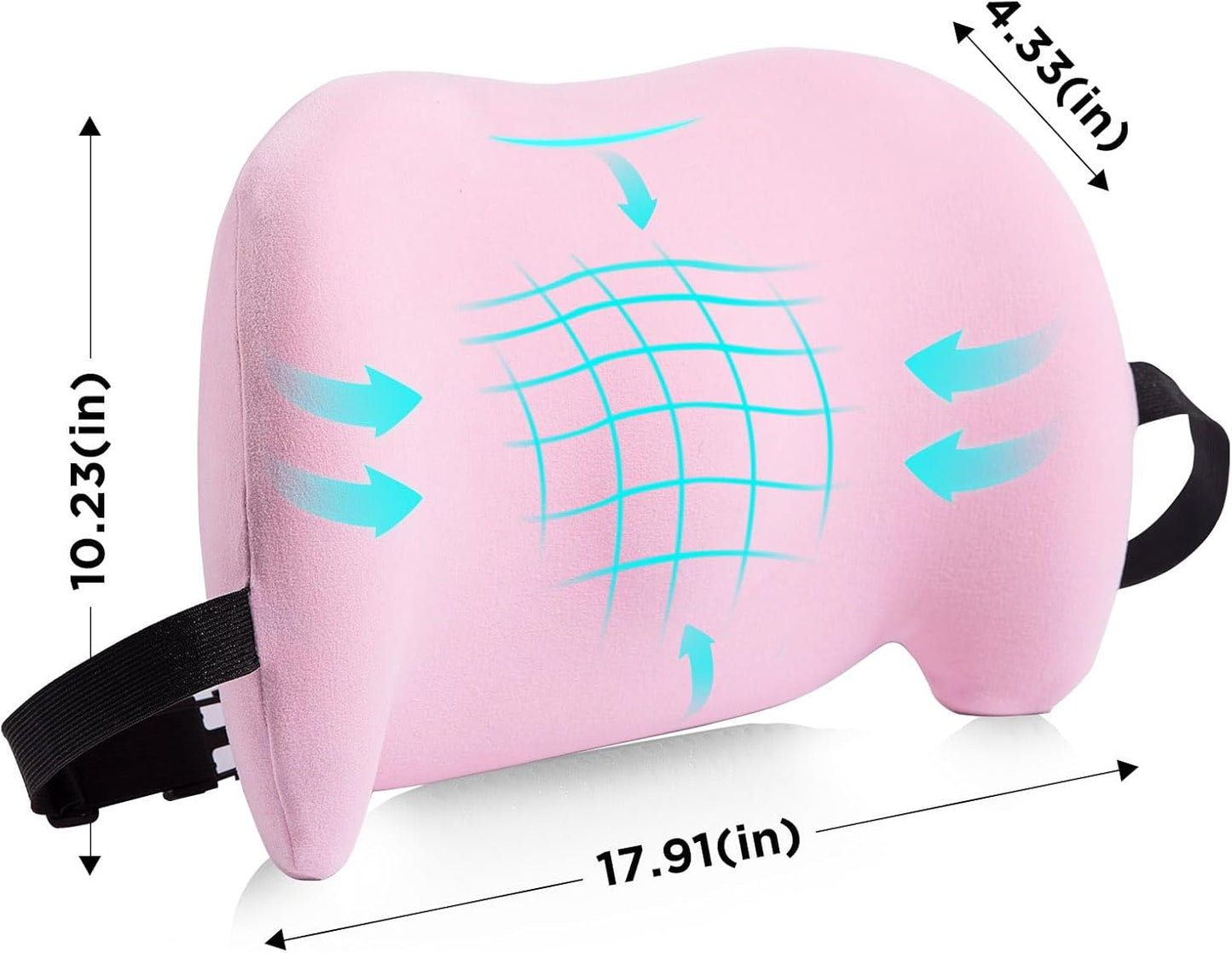 Lumbar Support Pillow for Office Chair, Car Lumbar Pillow Lower Back Pain Relief, Memory Foam Back Cushion with 4D Mesh Cover and Adjustable Straps, Ergonomic Chair Back Pillow for Car,Bed, Gaming