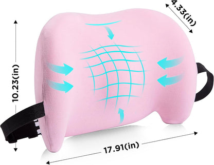 Lumbar Support Pillow for Office Chair, Car Lumbar Pillow Lower Back Pain Relief, Memory Foam Back Cushion with 4D Mesh Cover and Adjustable Straps, Ergonomic Chair Back Pillow for Car,Bed, Gaming